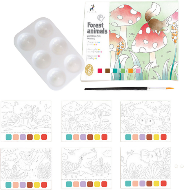 네오린 붓으로 하는 색칠공부 시니어 컬러링북, 동물의 숲, 1세트