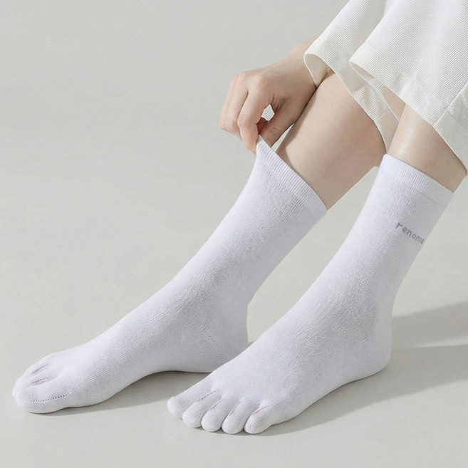 레노마 여성용 발가락 중목 양말 무지 3족