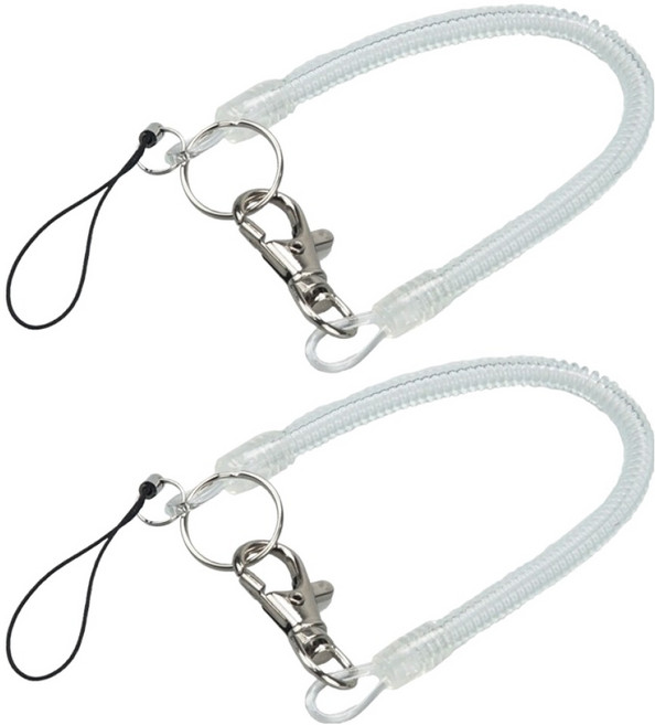 컴스 스프링 스트랩 열쇠고리 20cm DP253, 투명, 2개