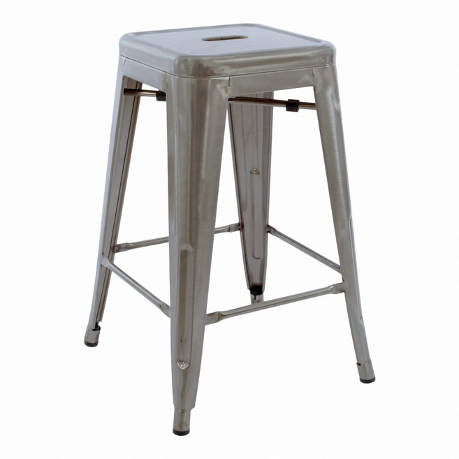 E-home Vali瓦力工業風可堆疊金屬吧檯椅 40 x 40 x 61cm NKC004C-met, 鐵元色, 1個