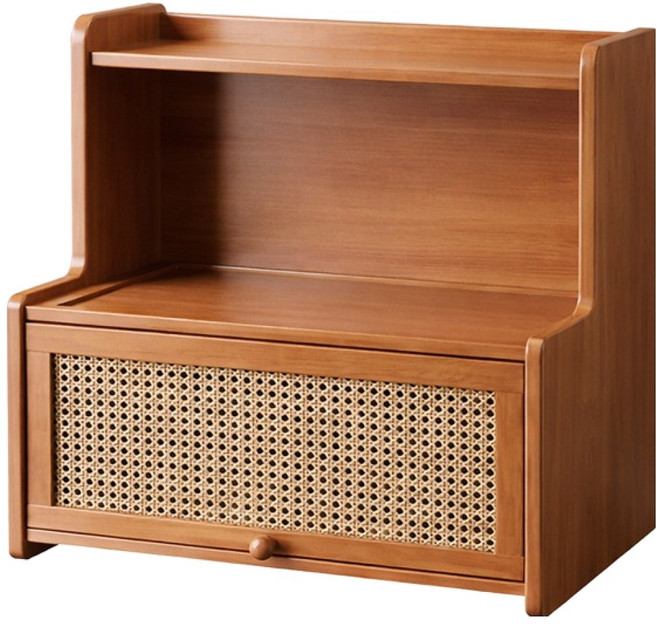 순잠 데스크용 수납 진열 정리대 소형 35cm, 라탄 캐비닛 도어