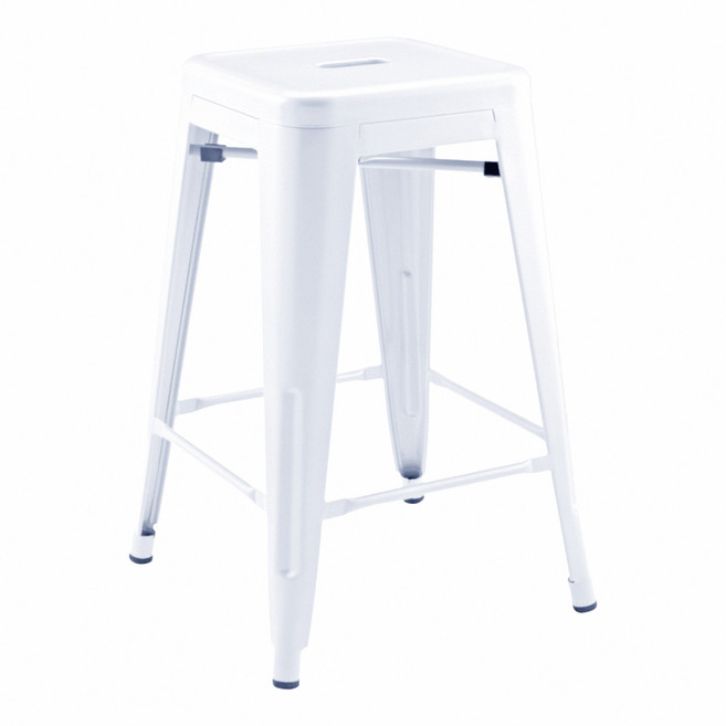 E-home Vali瓦力工業風可堆疊金屬吧檯椅 40 x 40 x 61cm NKC004C-wht, 白色, 1個