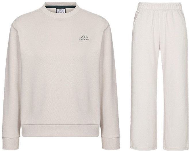 Kappa 男女通用半寬鬆版型大學T + 寬褲套裝