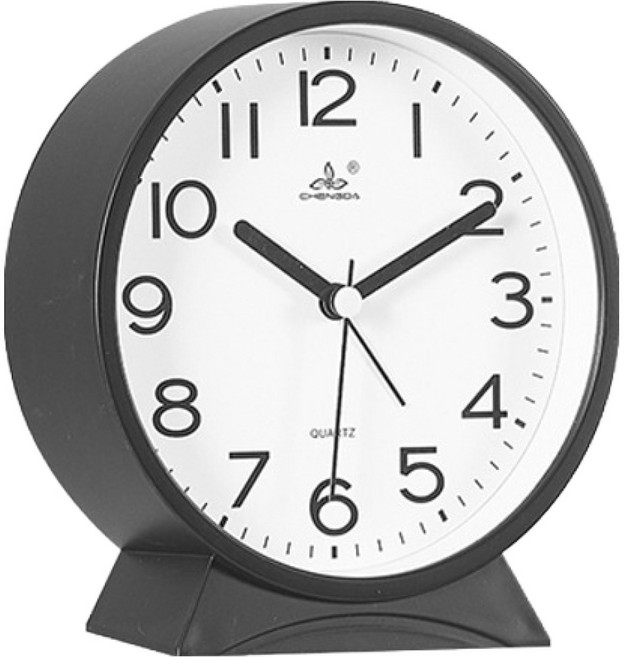 Sunbit 圓形桌上型基本款裝飾鬧鐘, 黑色