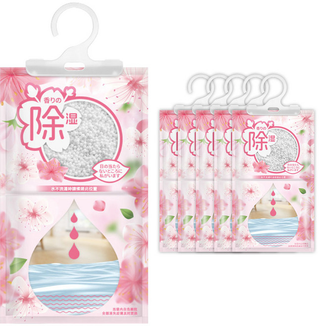 Mega 高級香氛可掛式除濕袋 櫻花香, 100g, 6套