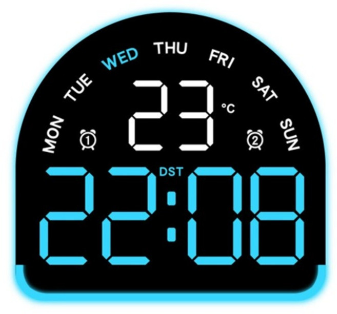 선빛 캘린더 LED 온도 날짜 표기 디지털 시계, 블루