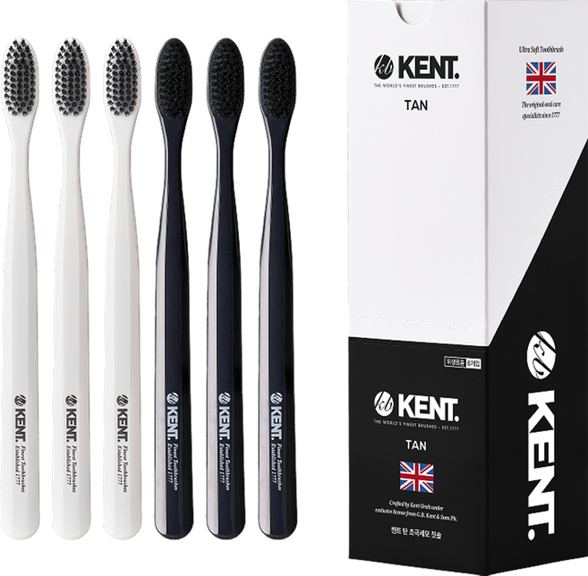켄트 초극세모 칫솔 탄 2종, 6개입, 1개