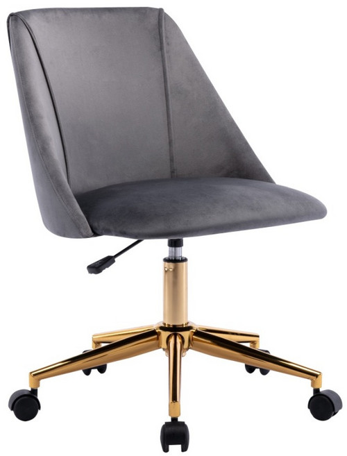 E-home Ella艾拉簡約絨布金腳電腦椅 TFC128A, 灰色