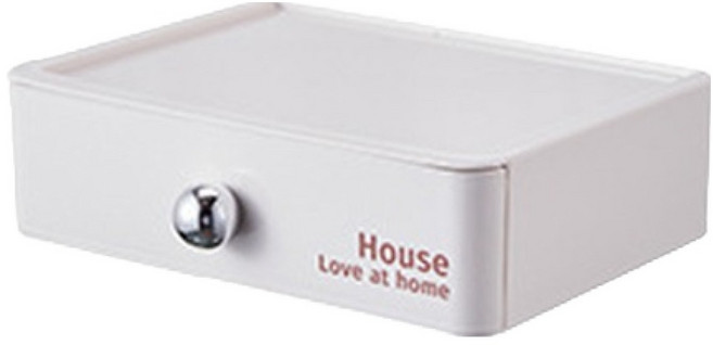 윰스 데스크테리어 다용도 문구 수납함 서랍, 화이트, 1단