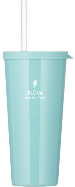 블루바 트라이탄 불투명 심플 빨대컵 텀블러, 워터 플래시 민트, 1개, 670ml