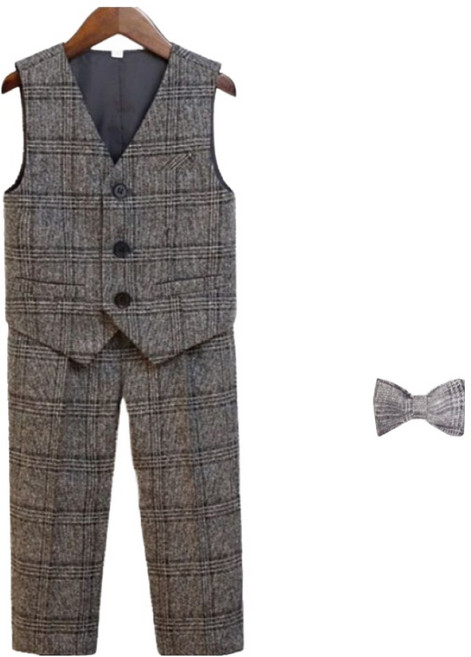 베베몽스토리 체크 정장 3종 세트