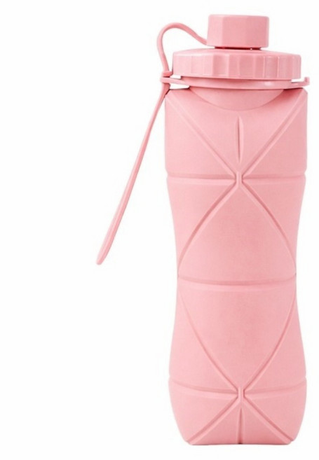 bebehome 無毒矽膠摺疊運動水壺, 粉色, 1個, 600ml
