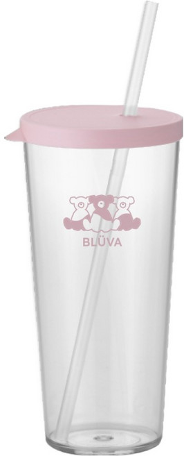 블루바 트라이탄 투명 심플 빨대 텀블러, 파스텔 핑크, 1개, 670ml