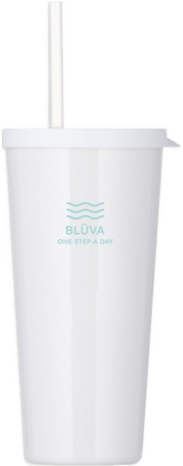 블루바 트라이탄 불투명 심플 빨대컵 텀블러, 블루 웨이브 화이트, 1개, 670ml