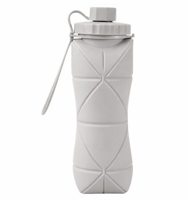 bebehome 無毒矽膠摺疊運動水壺, 灰色, 1個, 600ml