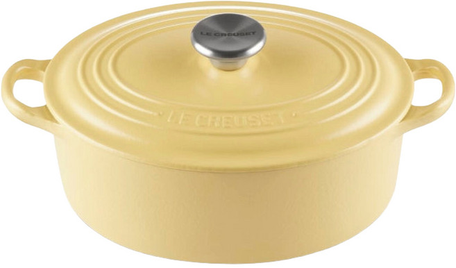 LE CREUSET 橢圓鐵鍋 鋼頭, 含羞草黃, 1個, 23cm
