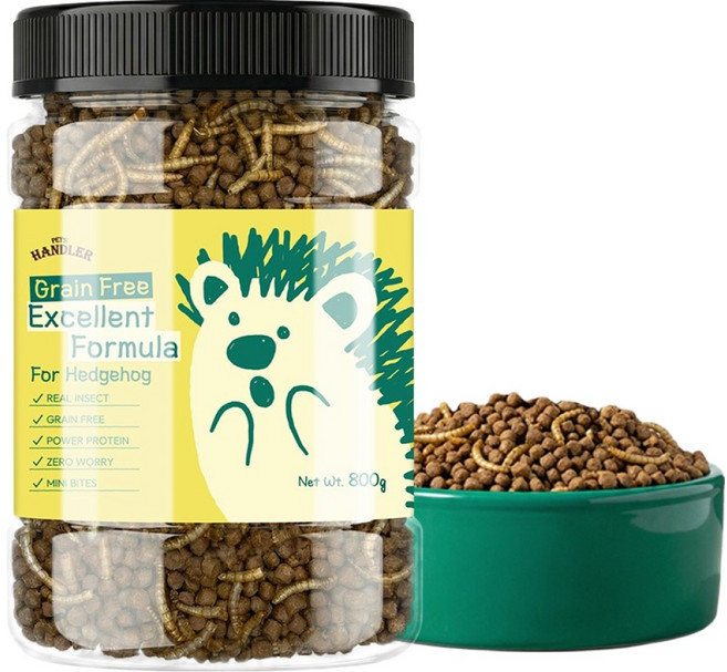 펫츠핸들러 엑설런트 포뮬러 그레인프리 건조밀웜 고슴도치 사료, 1개, 800g