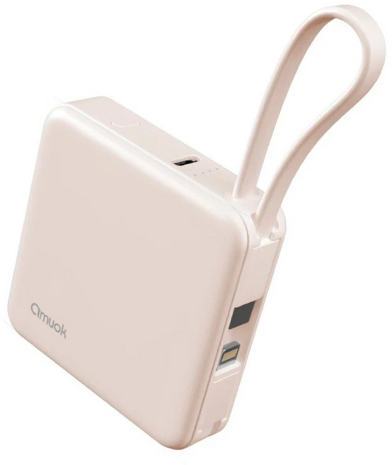 amuok 艾默克 Cube迷你雙線行動電源 5000mAh Type-C + Lightning, 奶茶色, D927