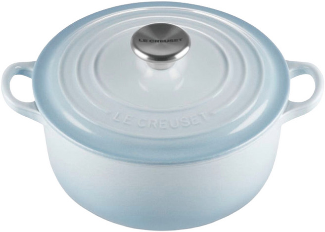 LE CREUSET 圓鐵鍋 鋼頭, 海岸藍, 1個, 20cm