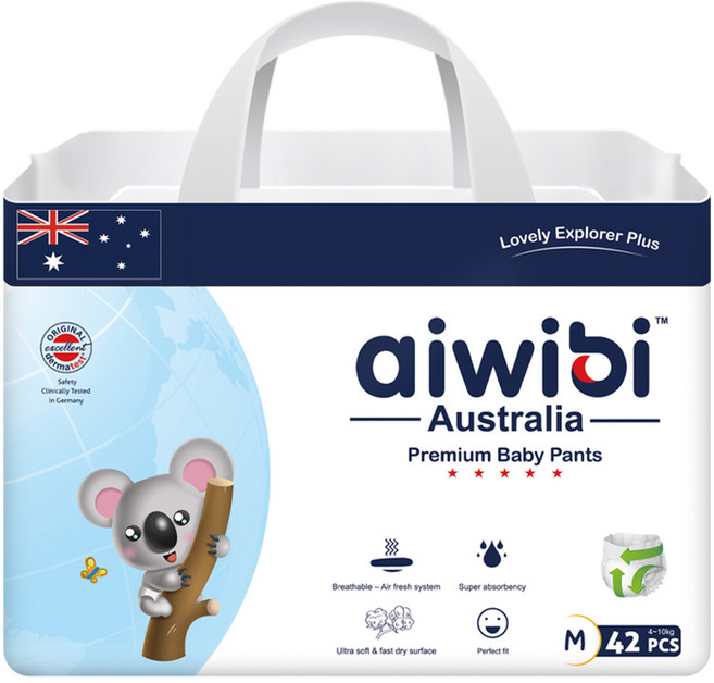 aiwibi 愛薇彼 森語棉褲型紙尿褲 4~10kg, 42片, 中碼 (M)