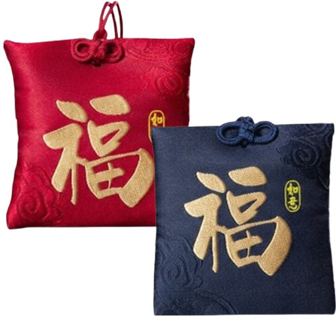 MaDaKkuMi 符咒幸運許願收納福袋2件組, 紅色 + 藍色, 1套