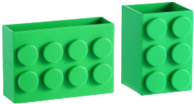 마다꾸미 자석 블럭 디자인 데스크 정리 연필꽂이 2종 세트 대형, 17 그린, 1세트