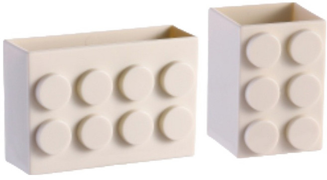 마다꾸미 자석 블럭 디자인 데스크 정리 연필꽂이 2종 세트 대형, 15  화이트, 1세트