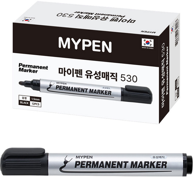 마이펜 유성매직 530, 검정, 12개
