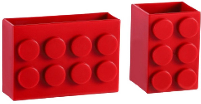 마다꾸미 자석 블럭 디자인 데스크 정리 연필꽂이 2종 세트 대형, 20 레드, 1세트