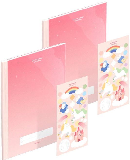 모트모트 키즈 8칸 노트 + 스티커 초등 저학년 글씨연습 세트, 혼합색상, 2세트