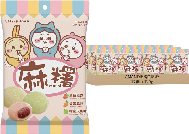 AMANDIER 雅蒙蒂 Chiikawa麻糬 水果款 附隨機貼紙 1張, 120g, 12個