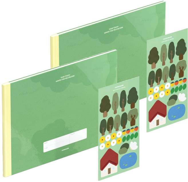 모트모트 키즈 받아쓰기 노트 + 스티커 초등 저학년 맞춤법 세트, 혼합색상, 2세트