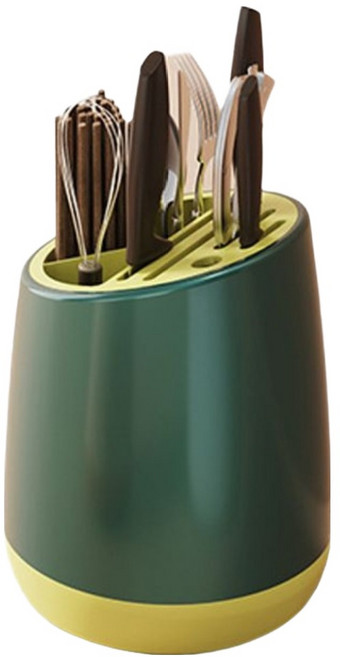 쿠쏘 회전 물빠짐 칼꽂이 수저통 17.5 x 22 cm, B 그린, 1개