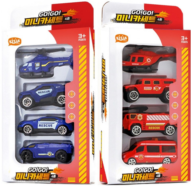 키저스 고고 미니카 레드 4종 + 블루 4종 세트, 레드, 블루, 1세트