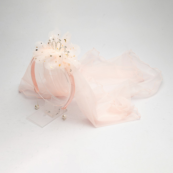 왕관 베일 귀걸이 머리띠