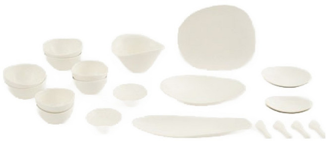 ERATO Rocce 4人碗盤家用組 22件組, 白色, 1套, 10種