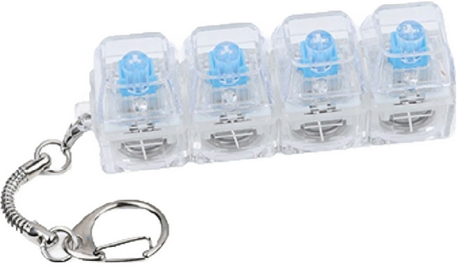 오로라데코덴 딸깍 4구 LED 키보드 키캡 키링, 투명, 1개