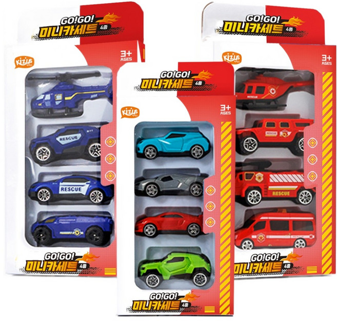 키저스 고고 미니카 레드 4종 + 블루 4종 + 멀티 4종 세트, 멀티, 레드, 블루, 1세트