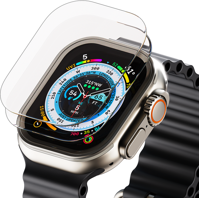 빅스킷 애플워치 울트라 풀커버 자가복원 TPU 액정보호필름 3p 세트, 투명, 1세트