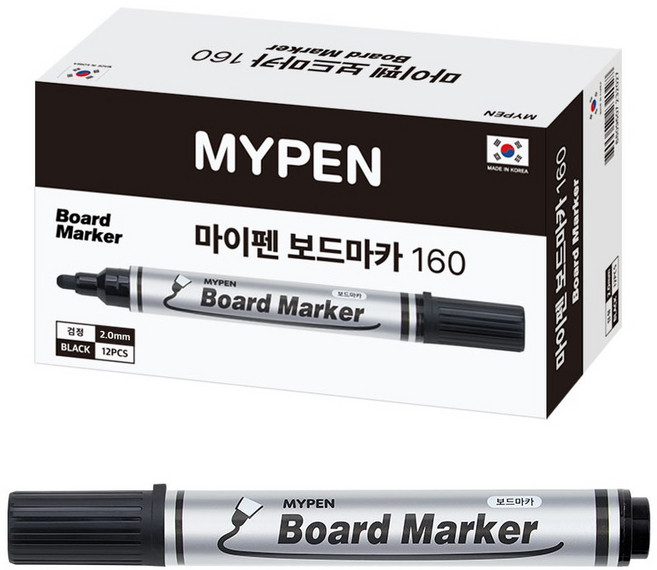 마이펜 보드마카 160, 검정, 12개