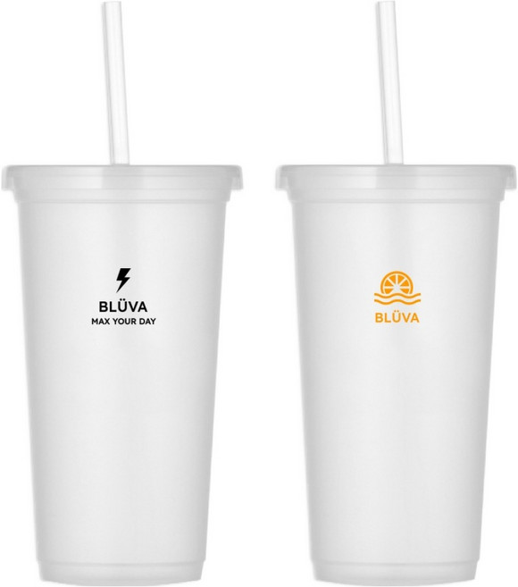 블루바 리유저블 빨대 콜드컵 700ml x 2종 세트, 워터 플래시, 트로피컬, 1세트