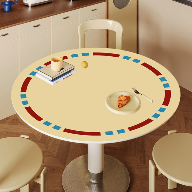 에스제이제인 원형 식탁 방수 인테리어 레더 테이블 매트, TYPE 1, 1개, 50cm