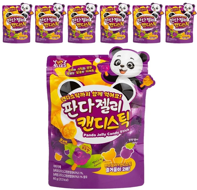 판다 젤리 캔디스틱, 7개, 60g - 쿠팡