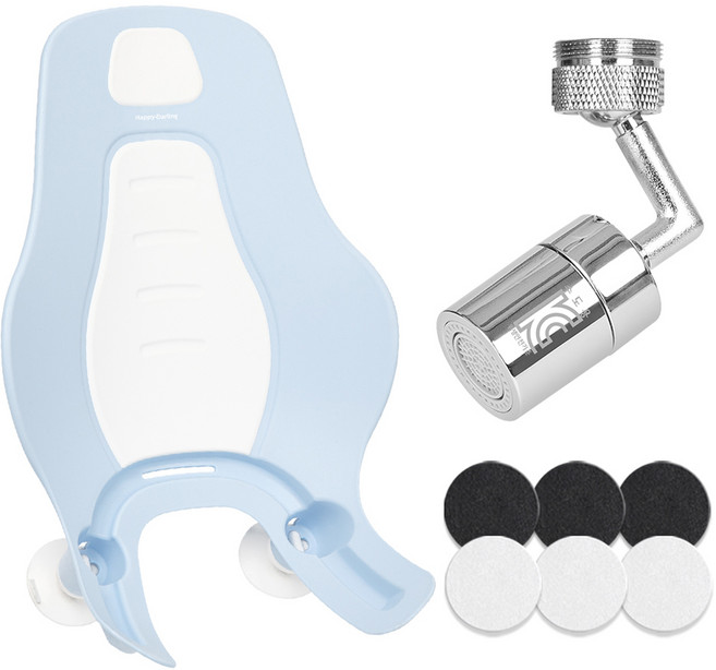 해피달링 각도조절 세면수전 워터탭 + 비데 + 필터 세트, 블루, 1세트
