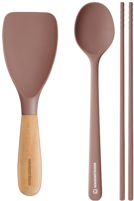 WAGENSTEIGER 白金矽膠廚具3件組, 玫瑰粉, 1套, 刮刀 + 湯匙 + 筷子