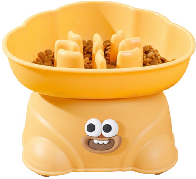 둥둥펫 반려동물 키높이 급체방지 밥그릇, 옐로우, 1개