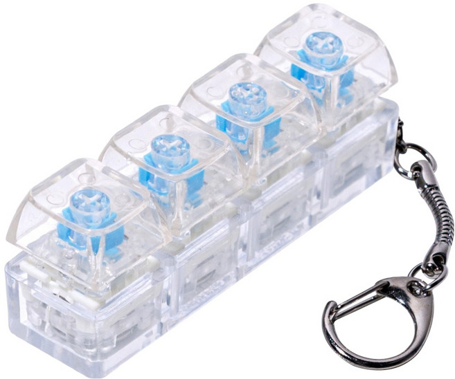 구스페리 LED 파스텔 키보드 키캡 키링 4구, 투명화이트, 1개