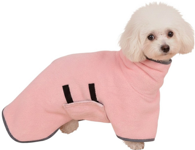 둥둥펫 반려동물 목욕 수건 극세사 뽀송 샤워 가운, 핑크, 1개