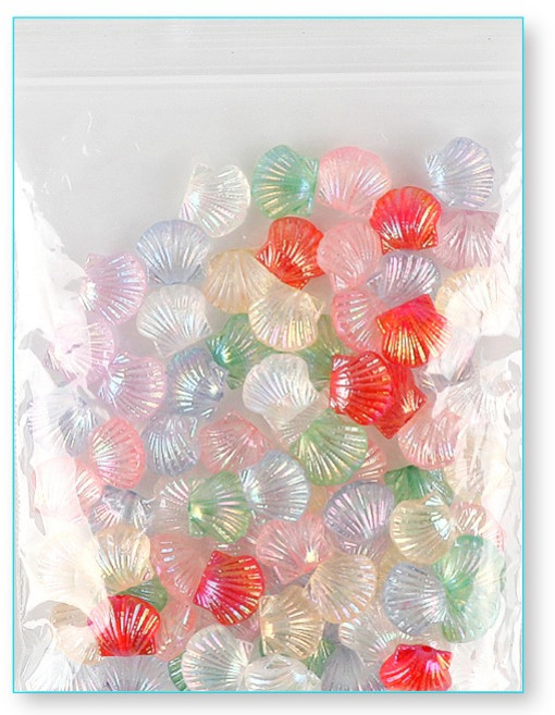 유니아트 모양비즈 102번 홀로그램 조개 세트, 혼합색상, 1세트