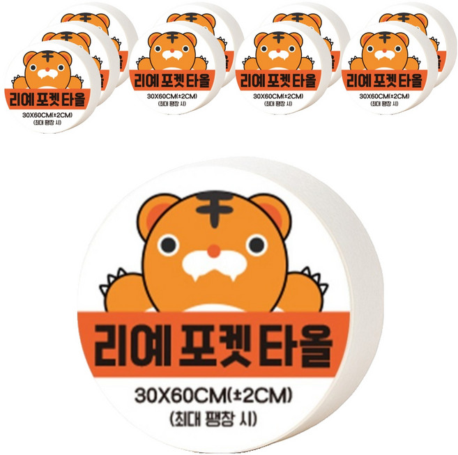 RIYE 비스코스 휴대용 여행 압축타올 화이트 30 x 60 cm, 10개, 1개입